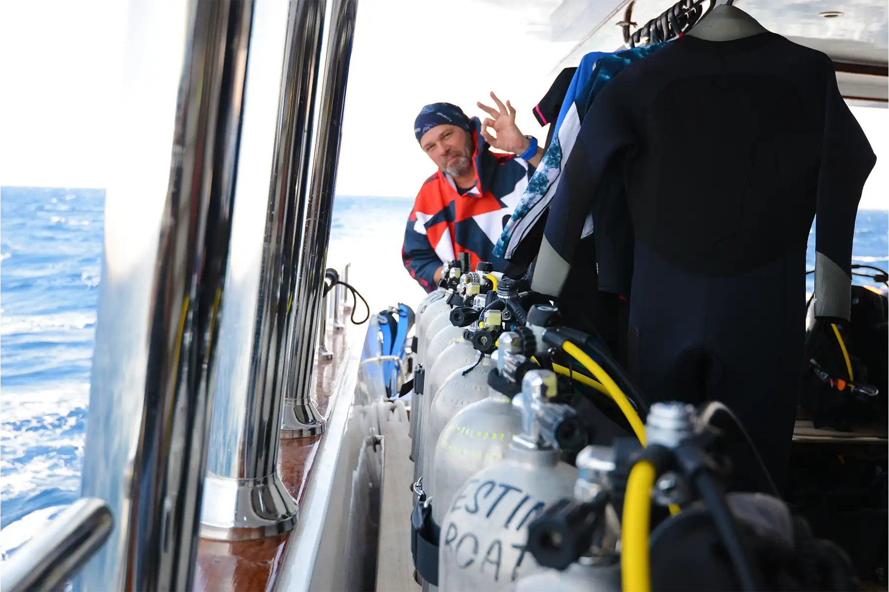 preparing equipment for diving